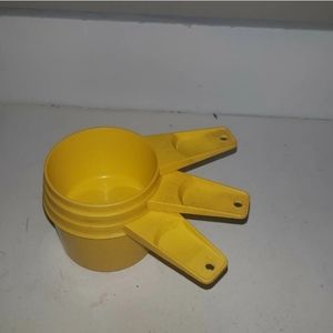 Vintage Tupperware Yellow Measuring Set of 1/2, 2/3 and 3/4